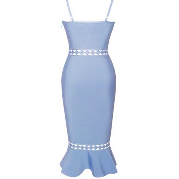 Miss Circle Light Blue Cut Out Bandage Dress - Picture 8 of 8